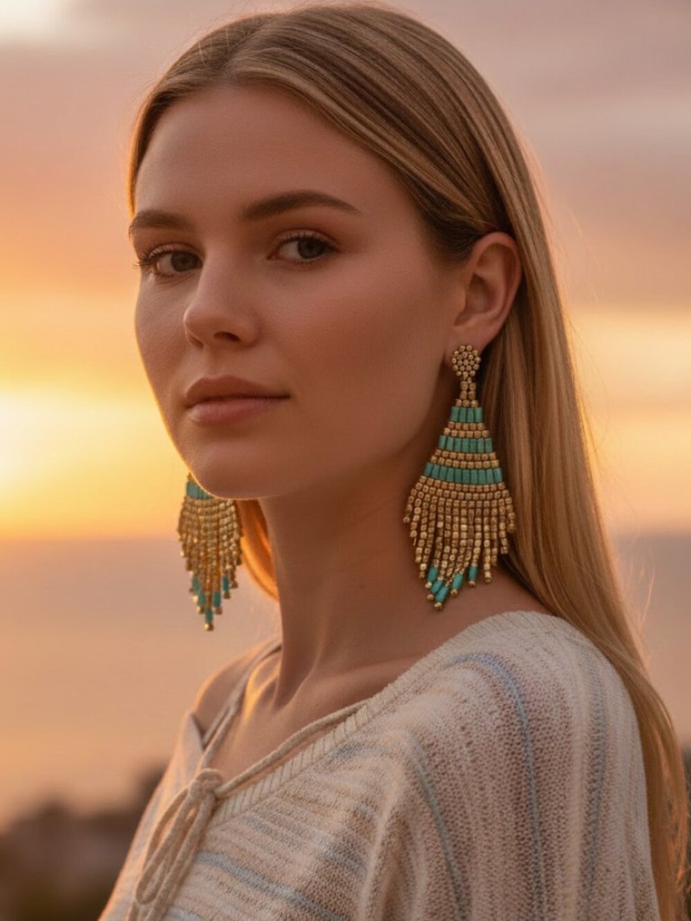 Handmade Mikka Beaded Earrings Boheme Dangle Jewelry Y2K Boho Vintage Chic